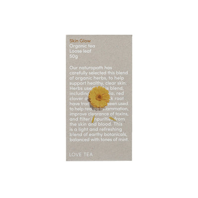image of Love Tea Organic Skin Glow Tea Loose Leaf 50g on white background 